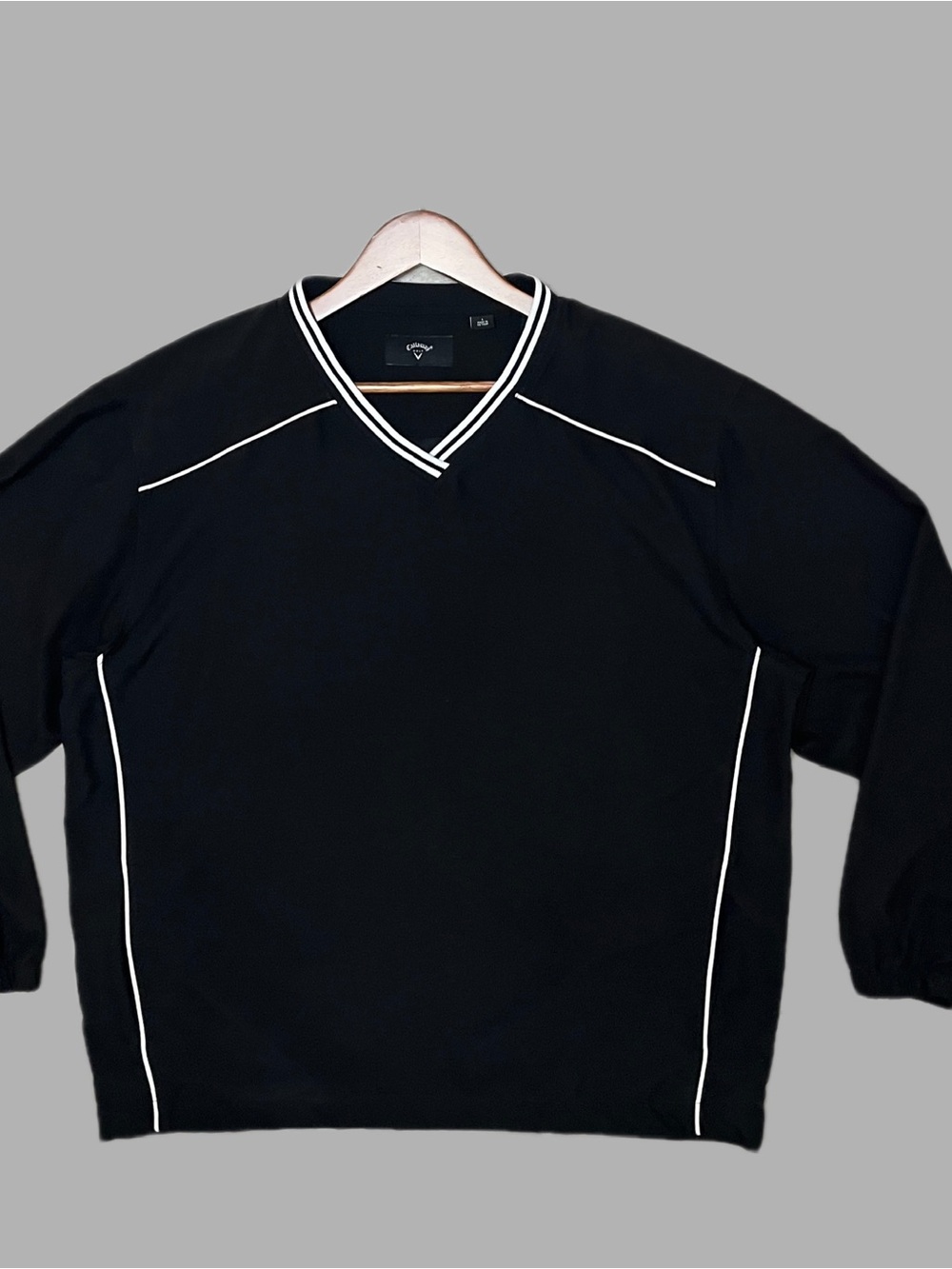 Callaway Golf Men's Black V-Neck Wind Sweater with White Trim Size Large